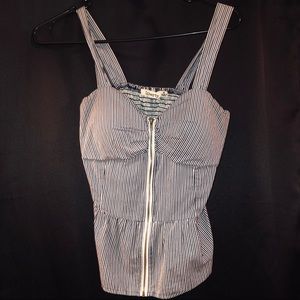 white & blue stipe top